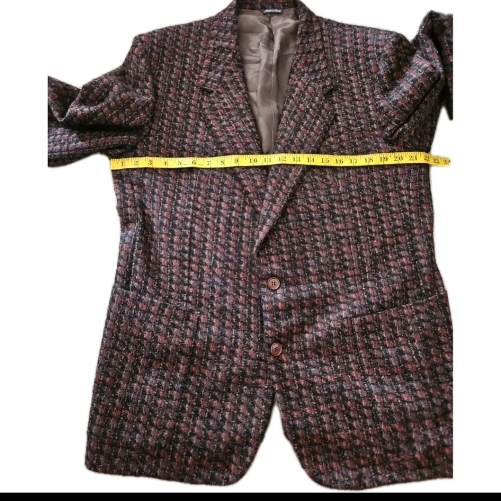 Missoni Brown Virgin Wool Mens Vintage Plaid  Luxury Designer Jacket Blazer 52R
